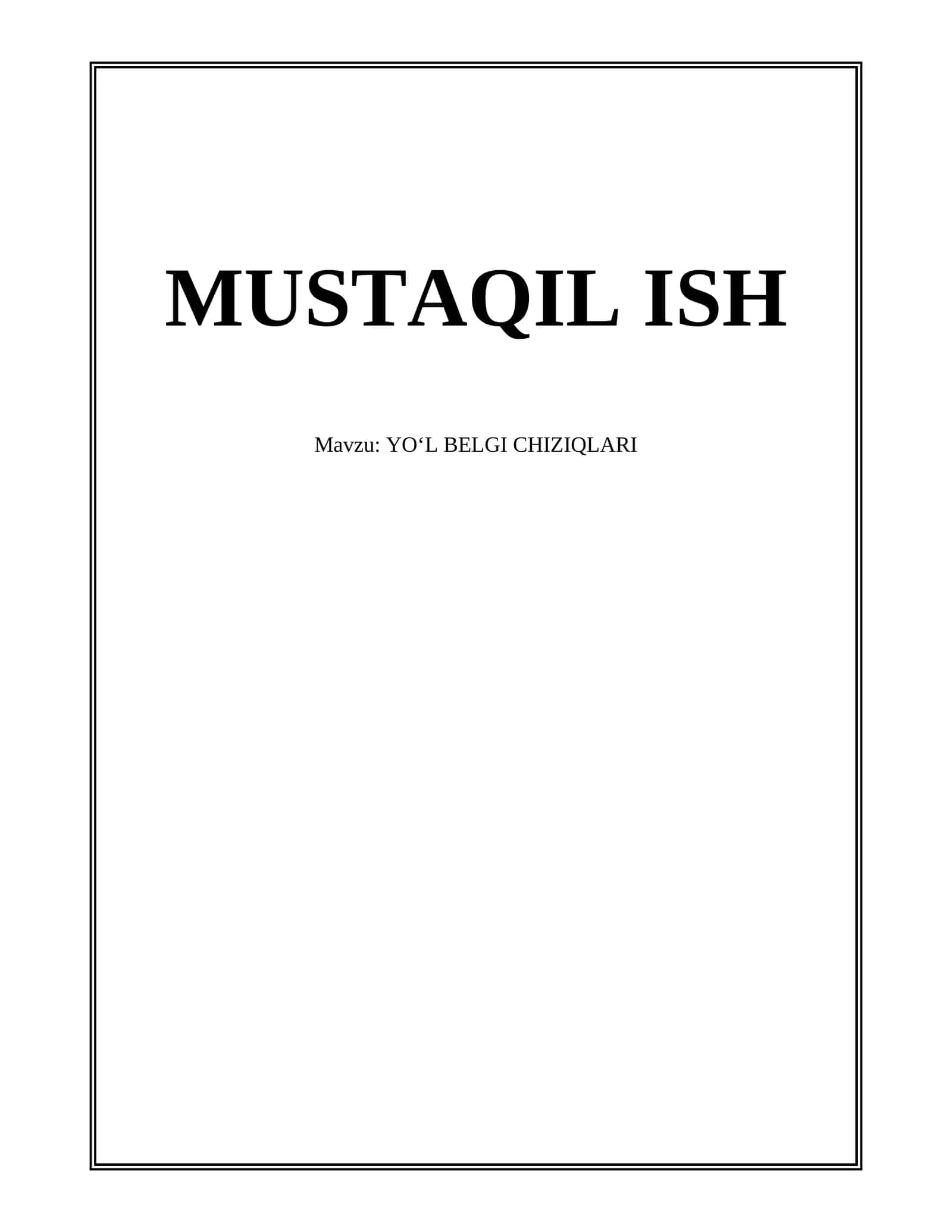 YOʻL BELGI CHIZIQLARI