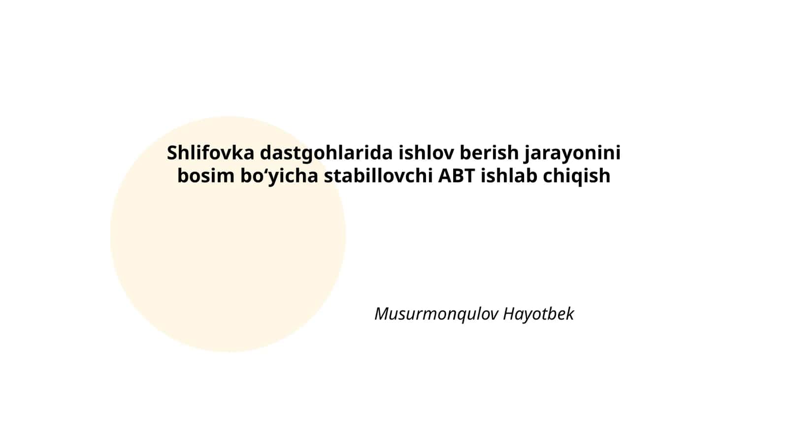 Bosim bo'yicha stabillovchi ABT ishlab chiqish