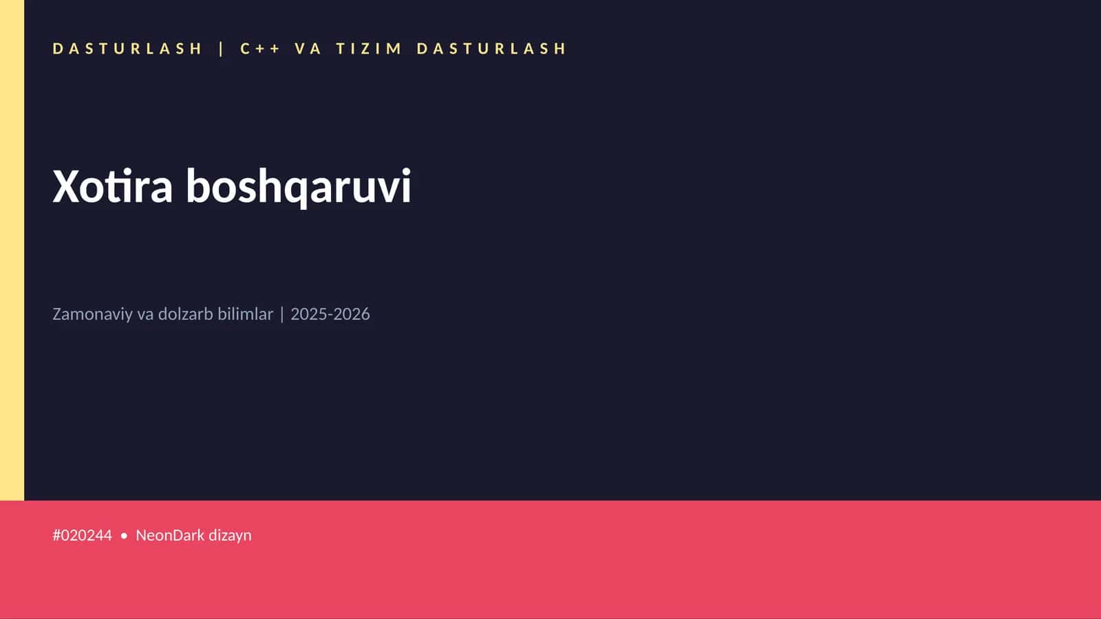 C++ VA TIZIM DASTURLASH