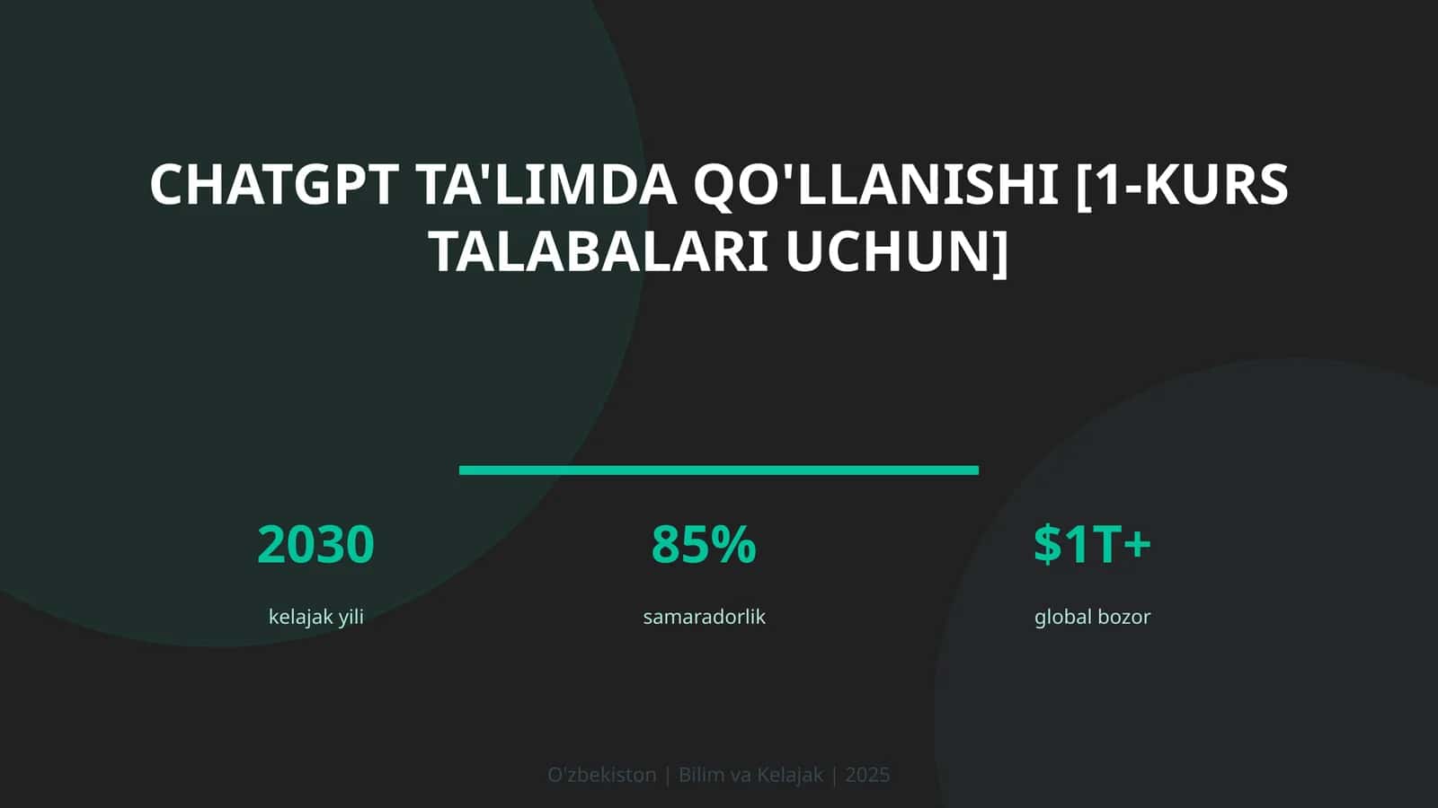 ChatGPT ta'limda qo'llanishi [1-kurs talabalari uchun]