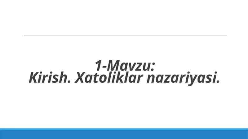 Xatoliklar nazariyasi