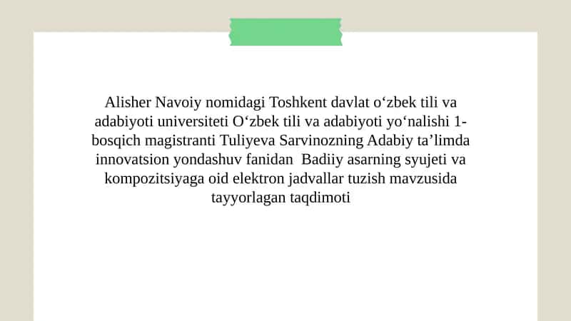 Badiiy asarda syujet va kompozitsiya tushunchalari