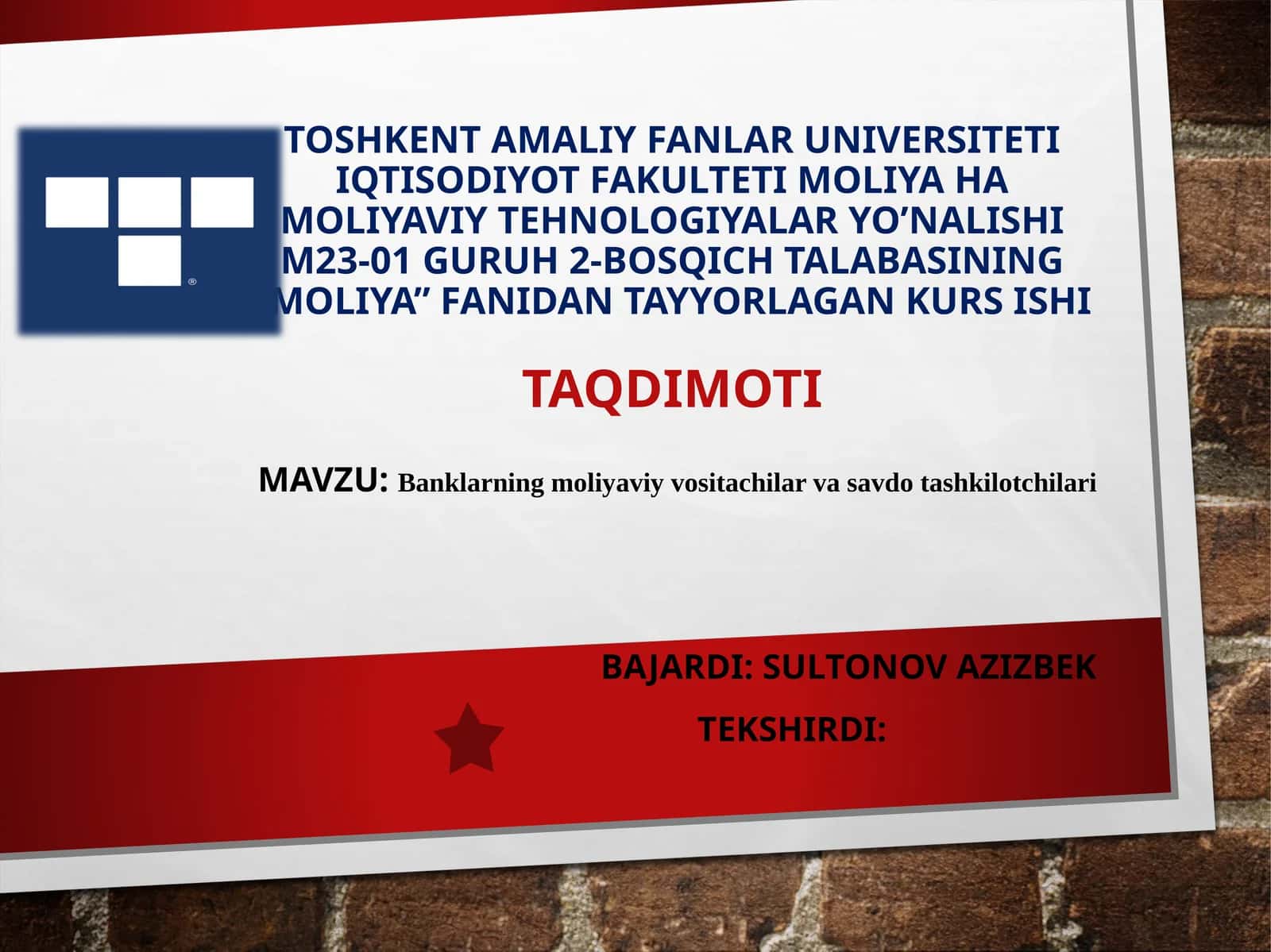 Banklarning moliyaviy vositachilar va savdo tashkilotchilari