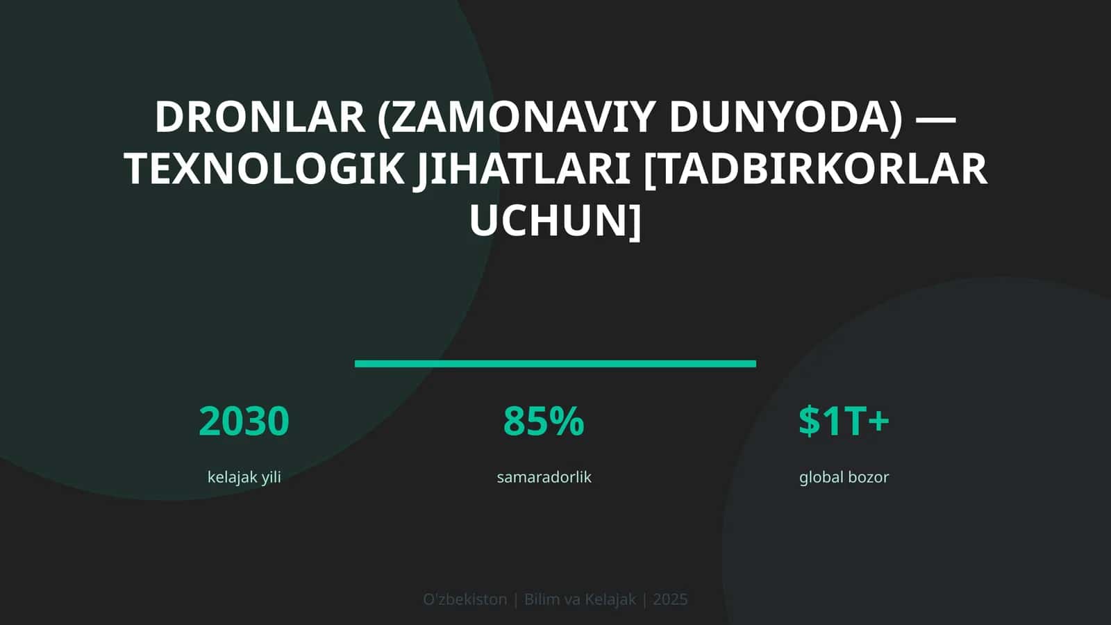 DRONLAR (ZAMONAVIY DUNYODA) — TEXNOLOGIK JIHATLARI [TADBIRKORLAR UCHUN]