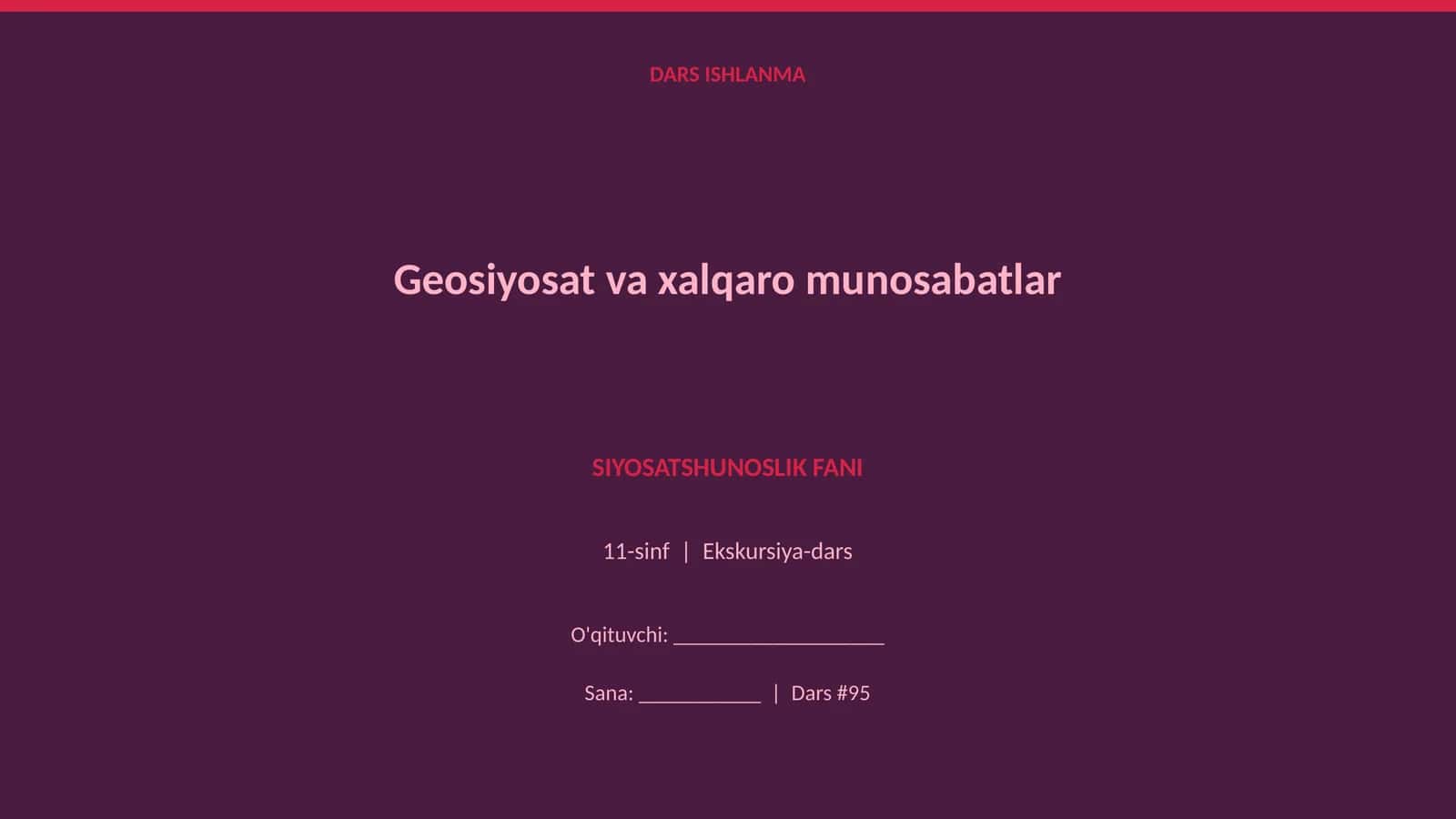 Geosiyosat va xalqaro munosabatlar