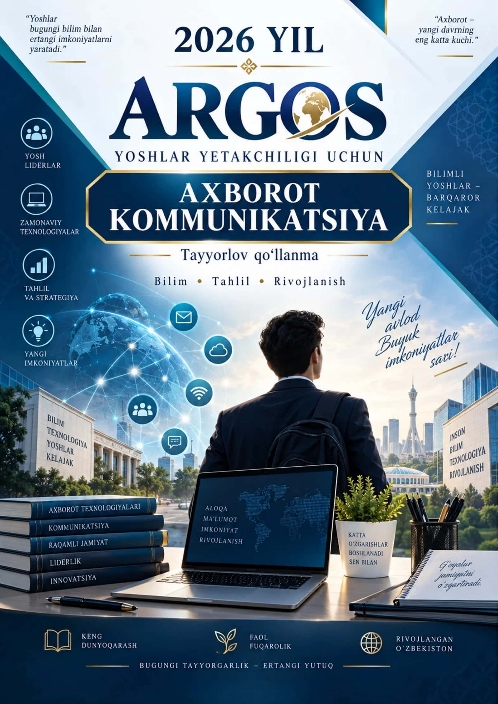 2026 ARGOS Yoshlar Yetakchiligi uchun Axborot-Kommunikatsiya Testlari 💻 | 116 ta Test Savoli