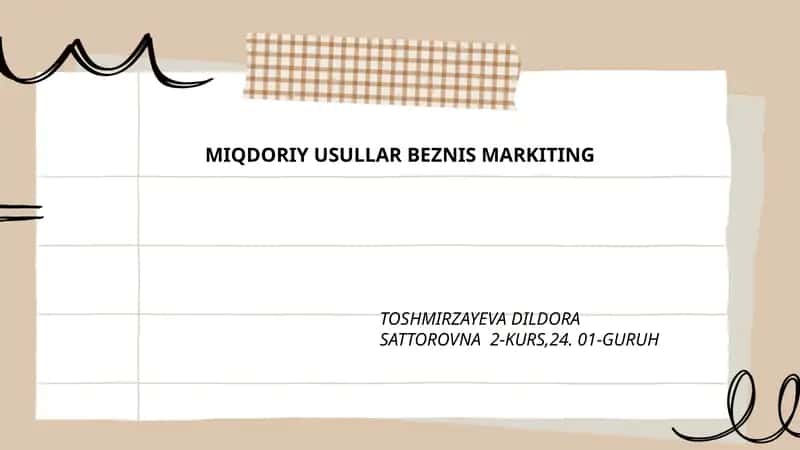 MIQDORIY USULLAR BEZNIS MARKITING