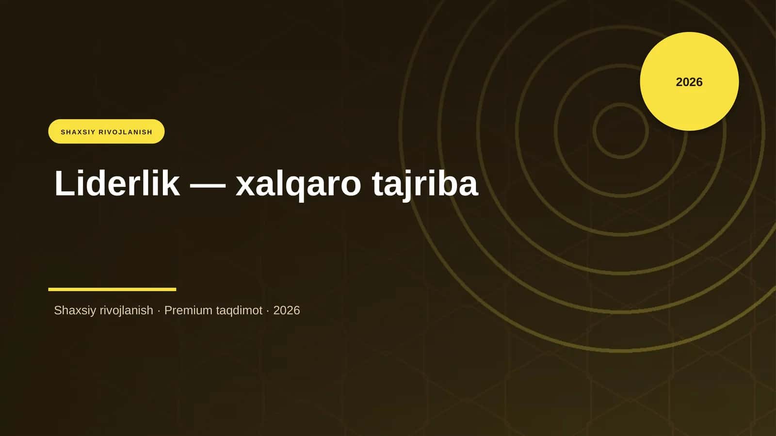 Liderlik — xalqaro tajriba