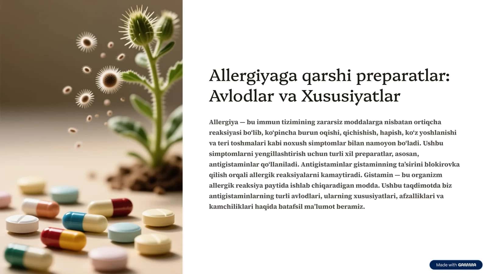 Allergiyaga qarshi preparatlar: Avlodlar va Xususiyatlar