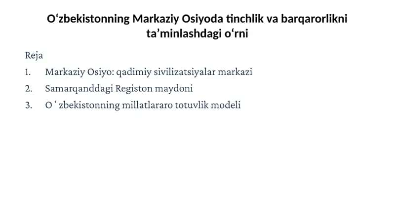 Markaziy Osiyo: qadimiysivilizatsiyalarmarkazi
