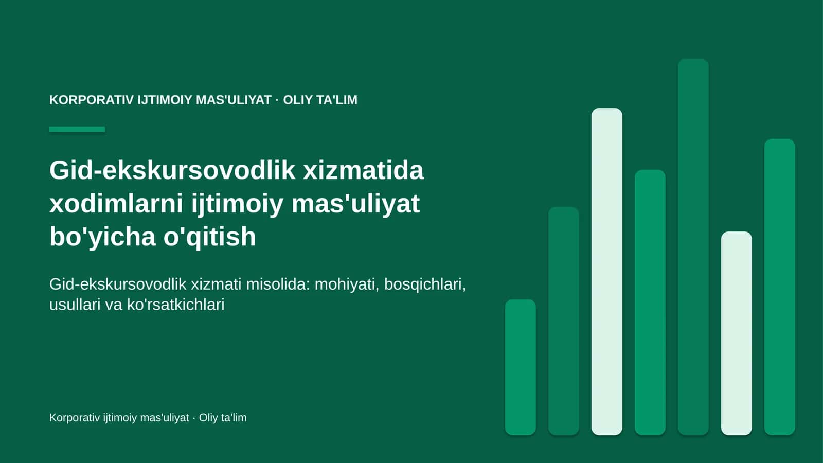 Gid-ekskursovodlik xizmatida xodimlarni ijtimoiy mas'uliyat bo'yicha o'qitish