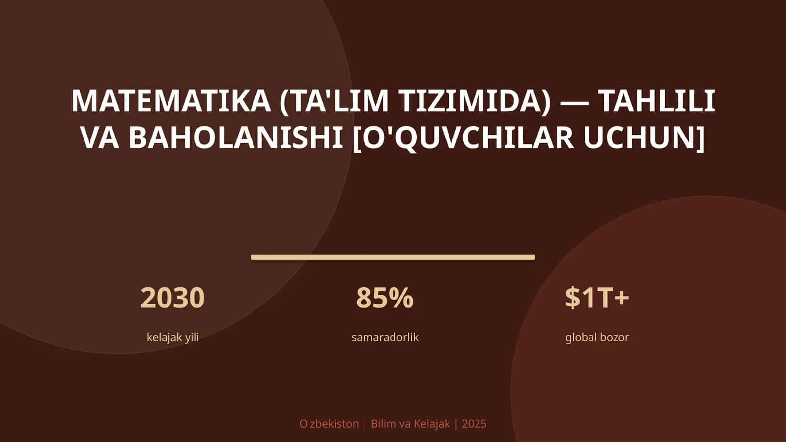 Matematika (ta'lim tizimida) — tahlili va baholanishi [o'quvchilar uchun]