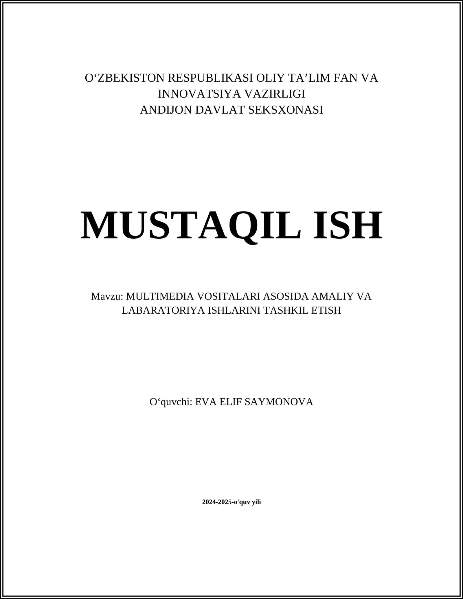 Multimedia Vositalari Asosida Amaliy va Laboratoriya Ishlarini Tashkil Etish