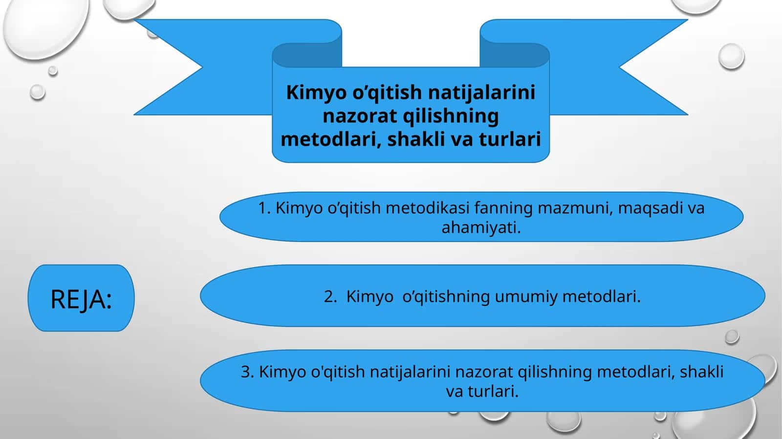 Kimyo o’qitish natijalarini nazorat qilishning metodlari, shakli va turlari