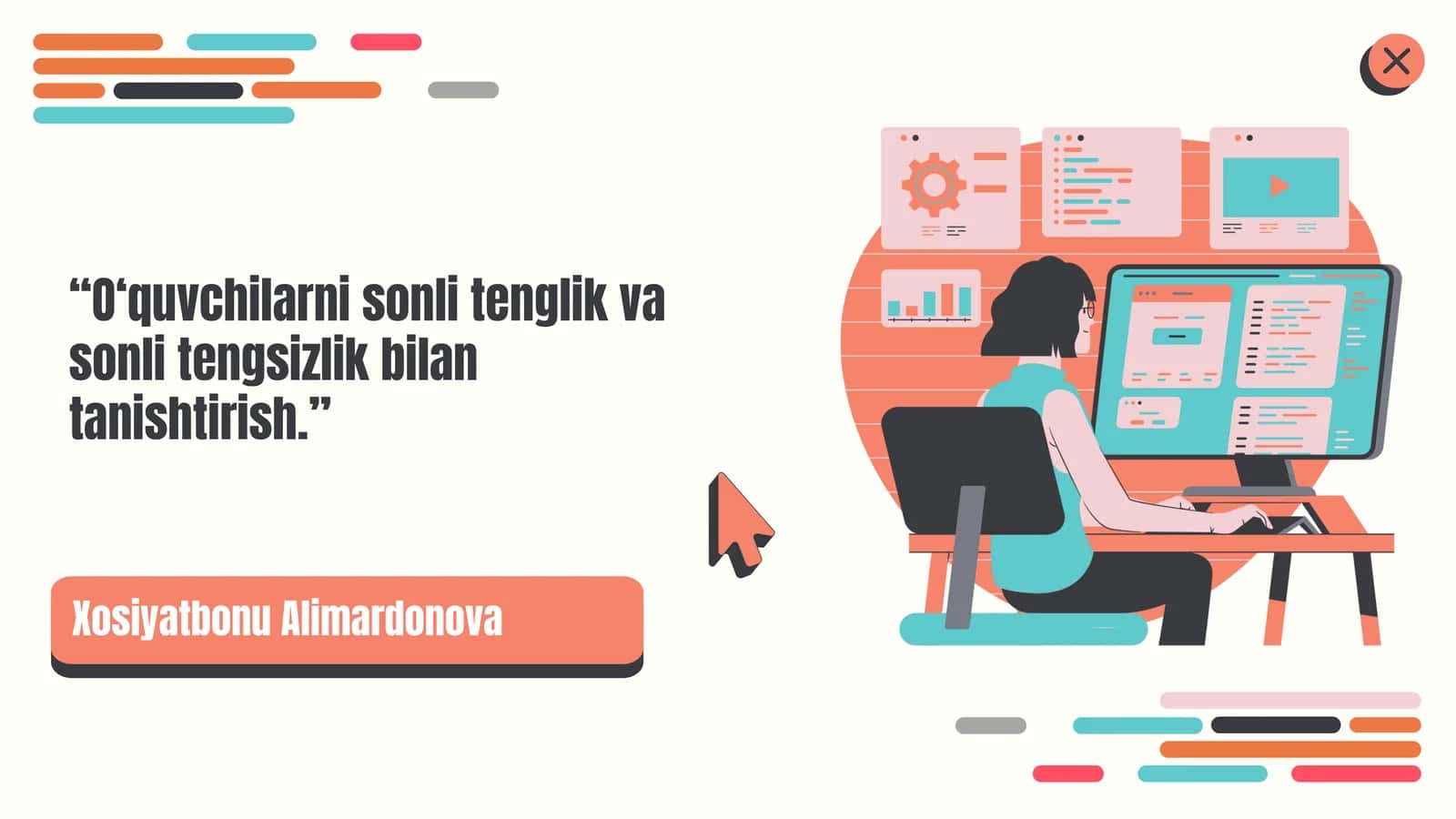 O‘quvchilarni sonli tenglik va sonli tengsizlik bilan tanishtirish