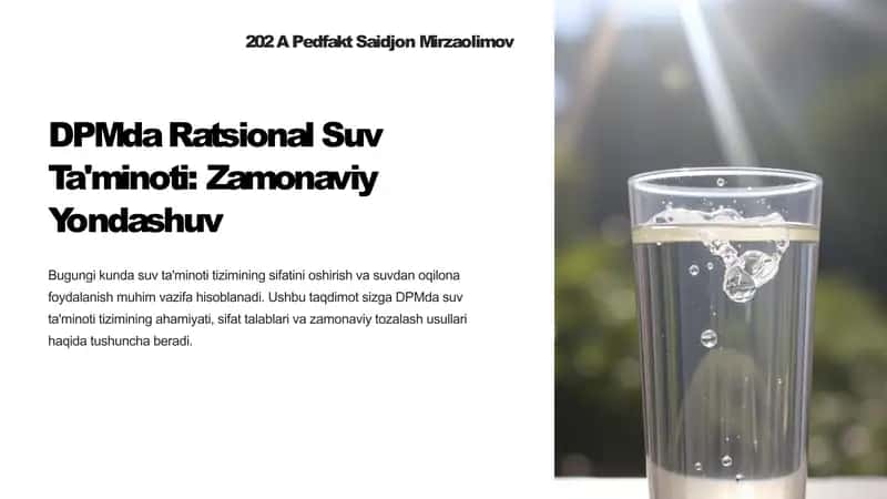 Ratsional Suv Ta'minoti: Zamonaviy Yondashuv