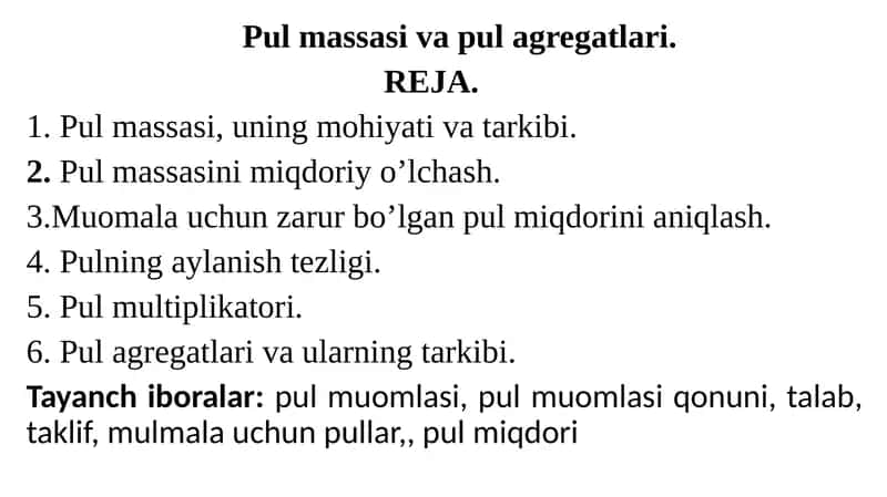 Pulmassasi va pulagregatlari