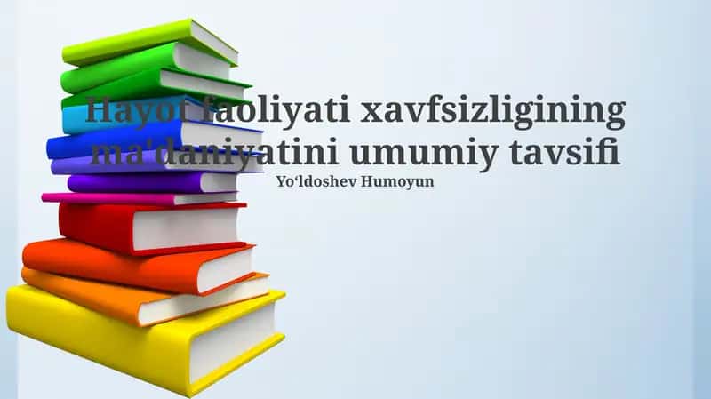 Hayot faoliyati xavfsizligining ma'daniyatini umumiy tavsifi