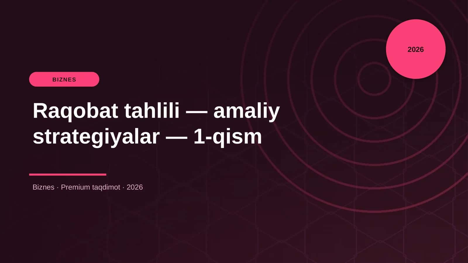 Raqobat tahlili — amaliy strategiyalar — 1-qism