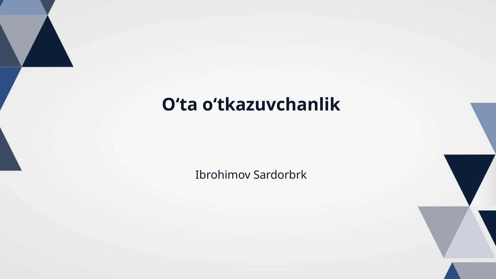 O‘ta o‘tkazuvchanlik