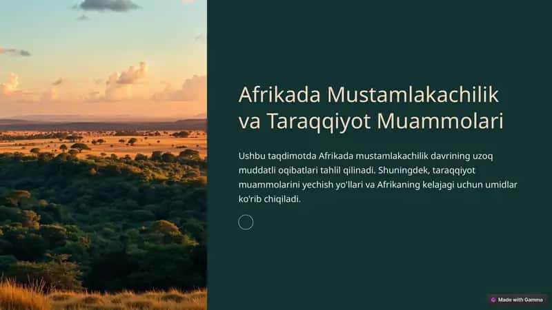 Mustamlakachilik va Taraqqiyot Muammolari