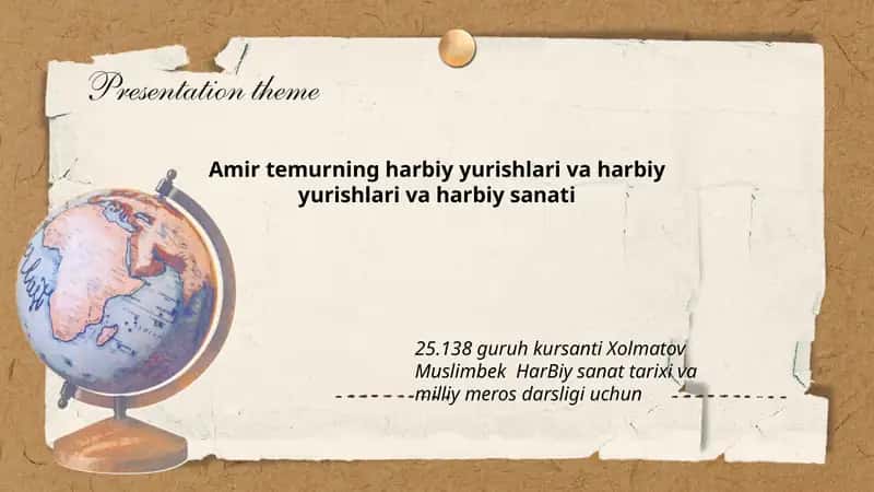 Harbiy sanat tarixi va milliy meros darsligi