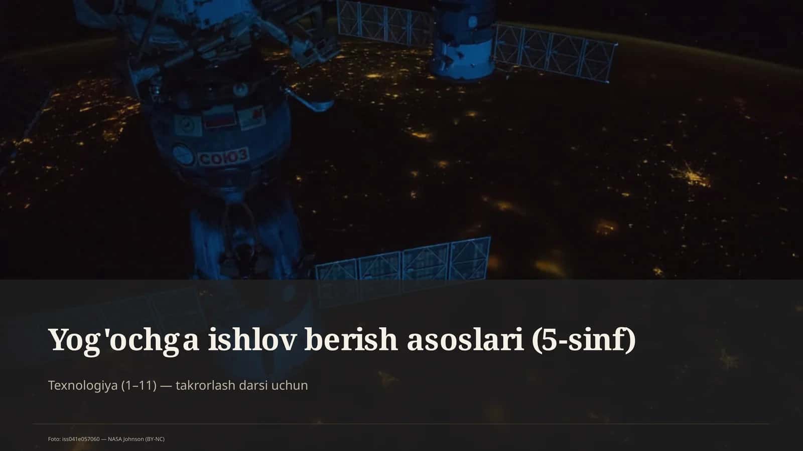 Yog'ochga ishlov berish asoslari (5-sinf)