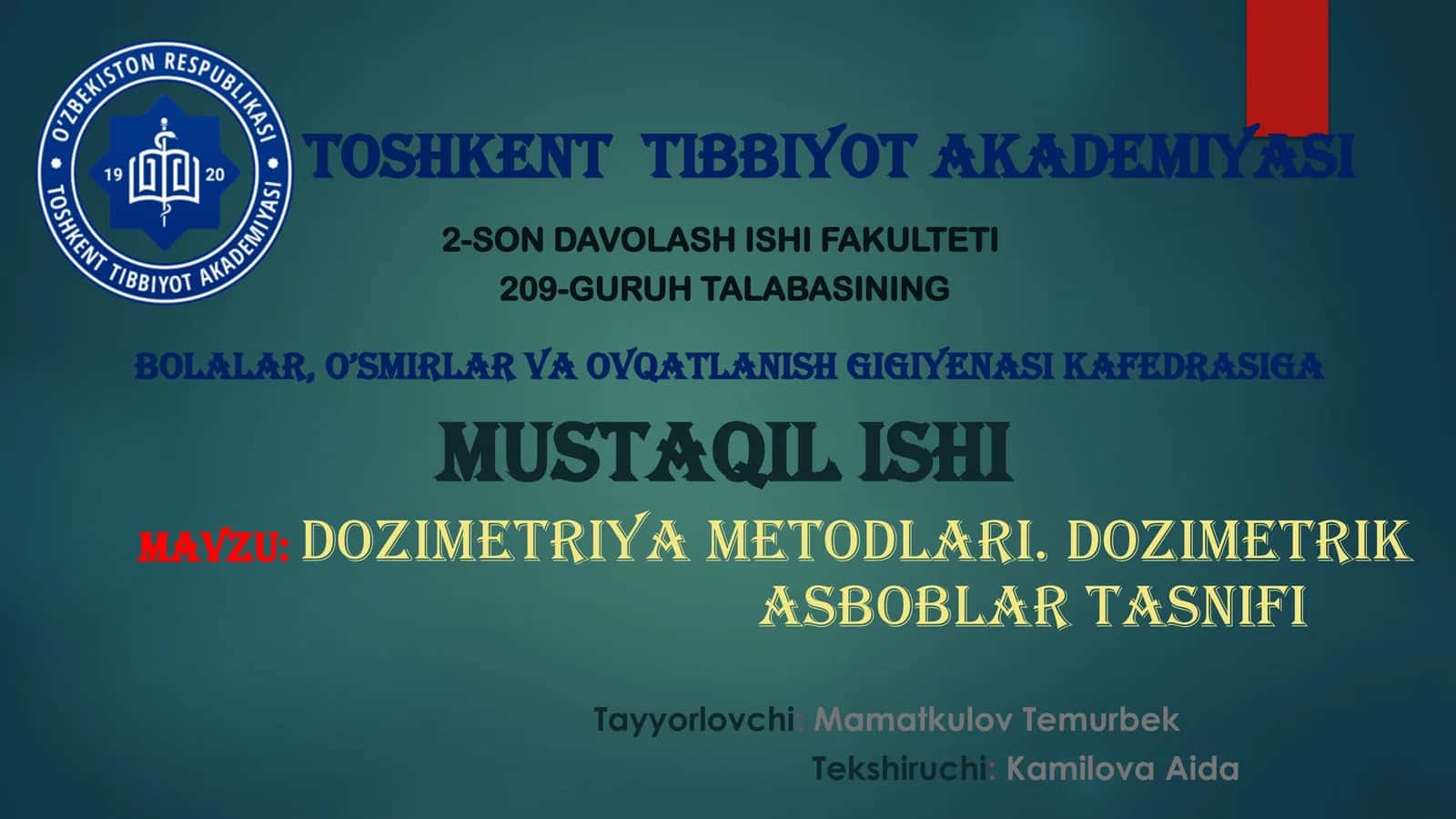 fuqarolar muhofazasi- dozimetriya...
