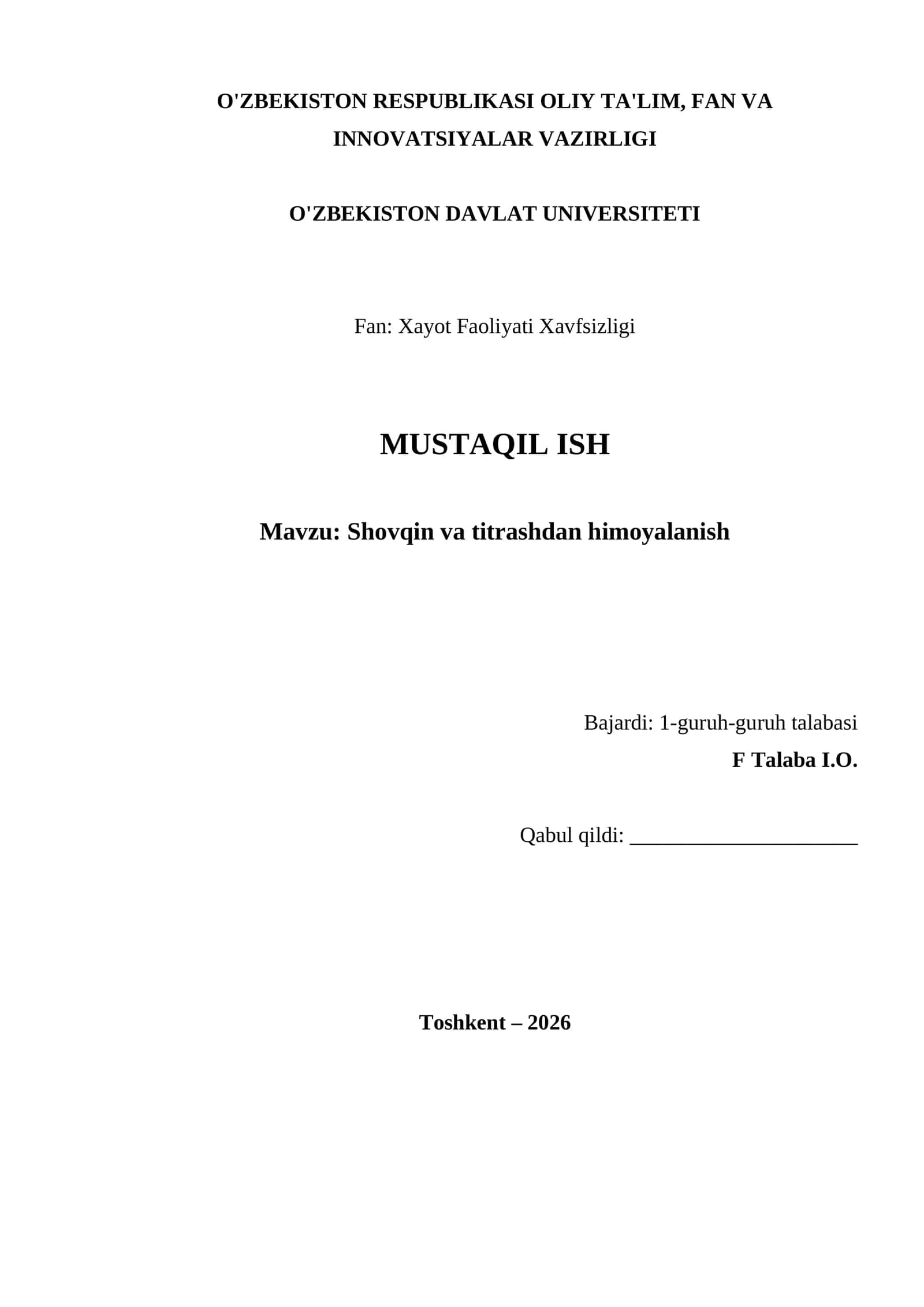 Shovqin va titrashdan himoyalanish