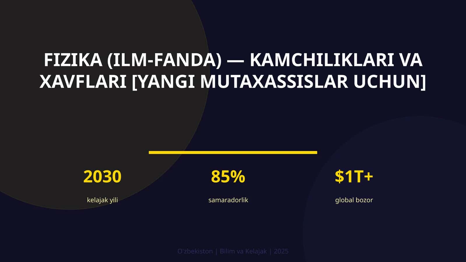 FIZIKA (ILM-FANDA) — KAMCHILIKLARI VA XAVFLARI [YANGI MUTAXASSISLAR UCHUN]