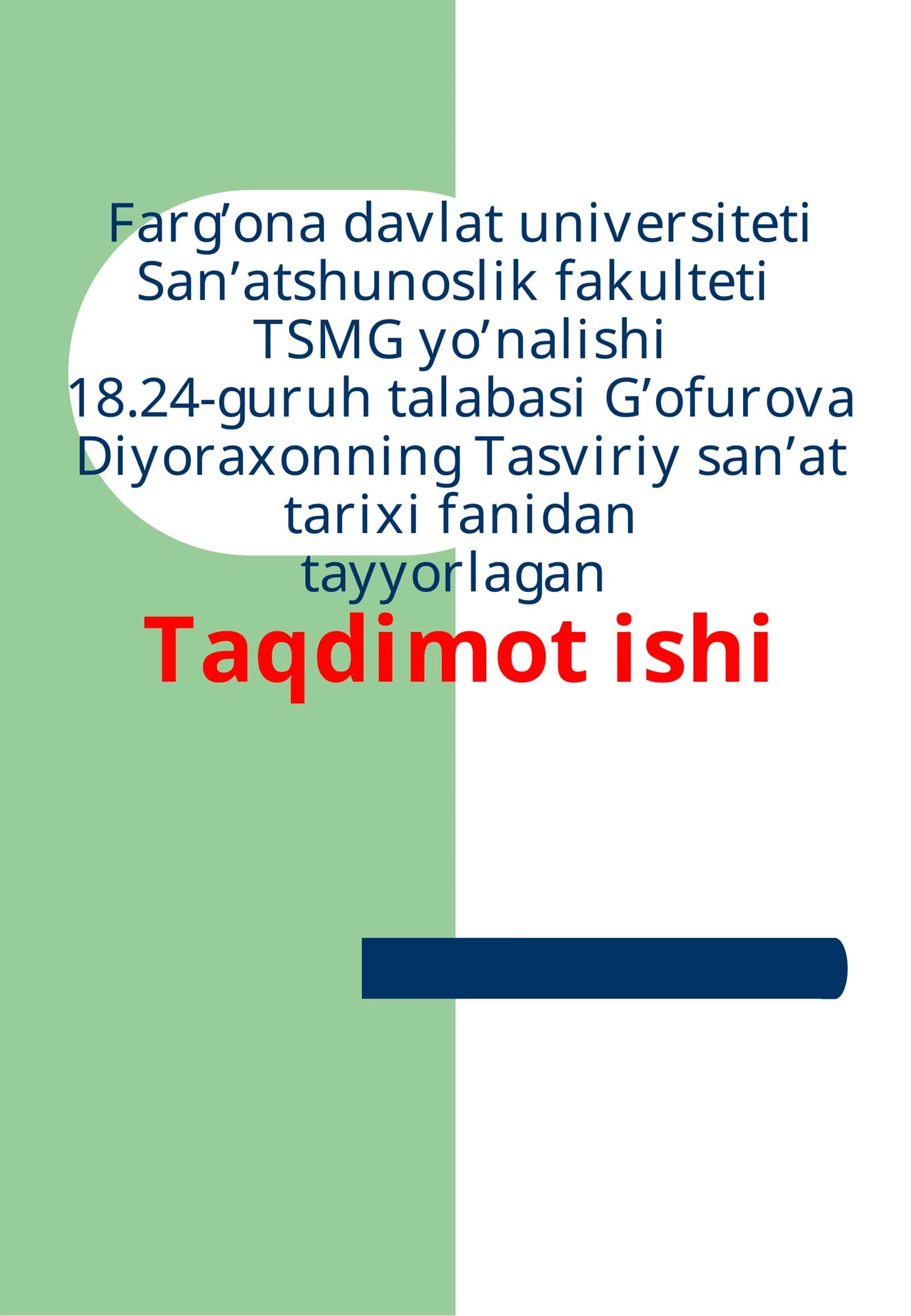 Tasviriysan’attarixi fanidan Taqdimoti