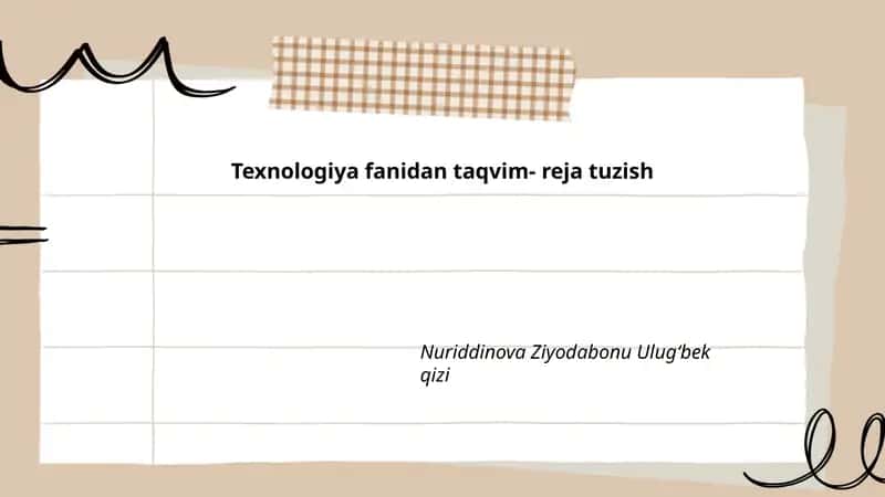 Yillik o'quv taqvim-rejasini ishlab chiqish