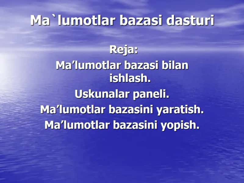 Ma`lumotlar bazasi dasturi