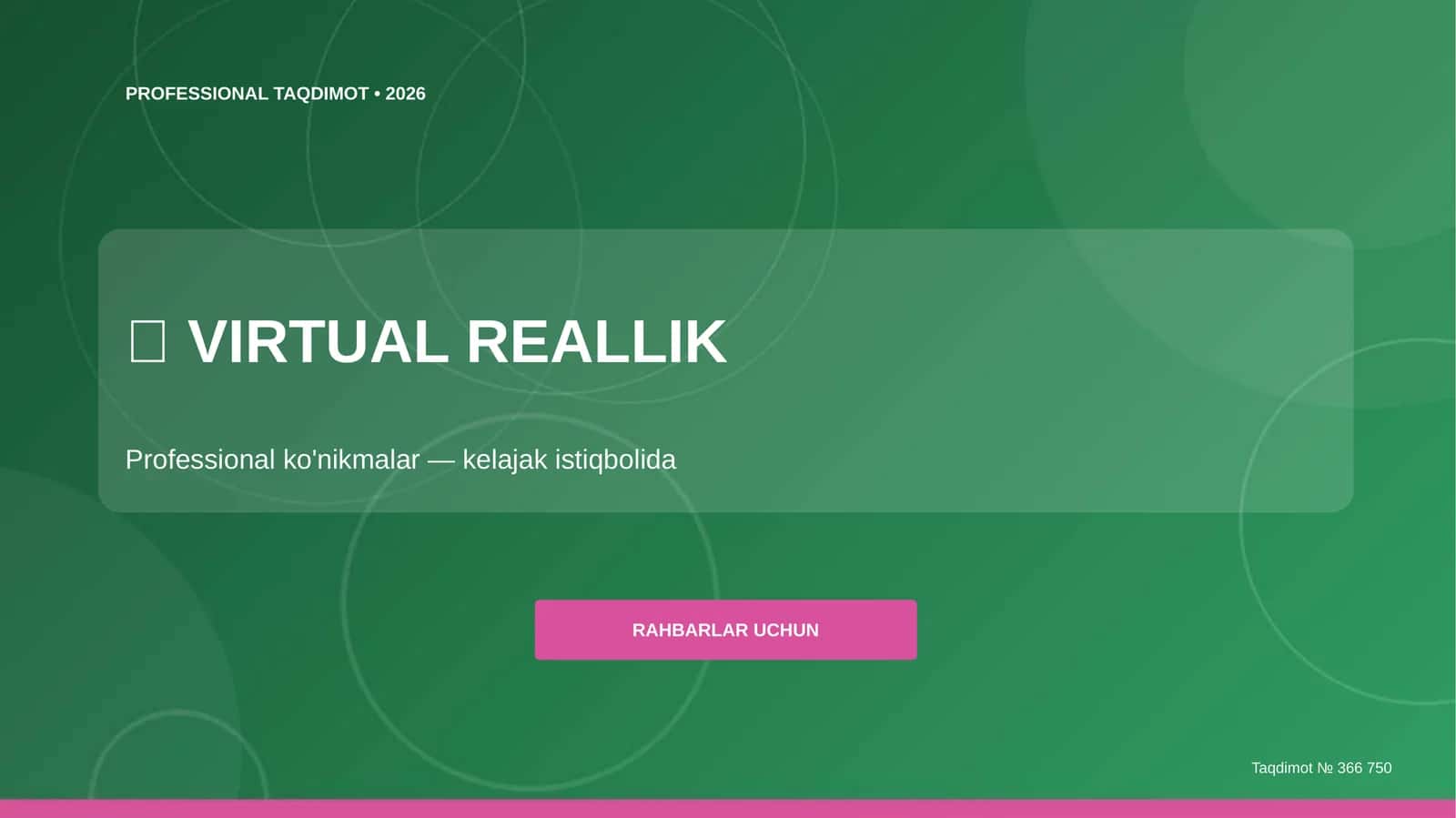 Virtual reallik: professional ko'nikmalar (kelajak istiqbolida) [rahbarlar uchun]