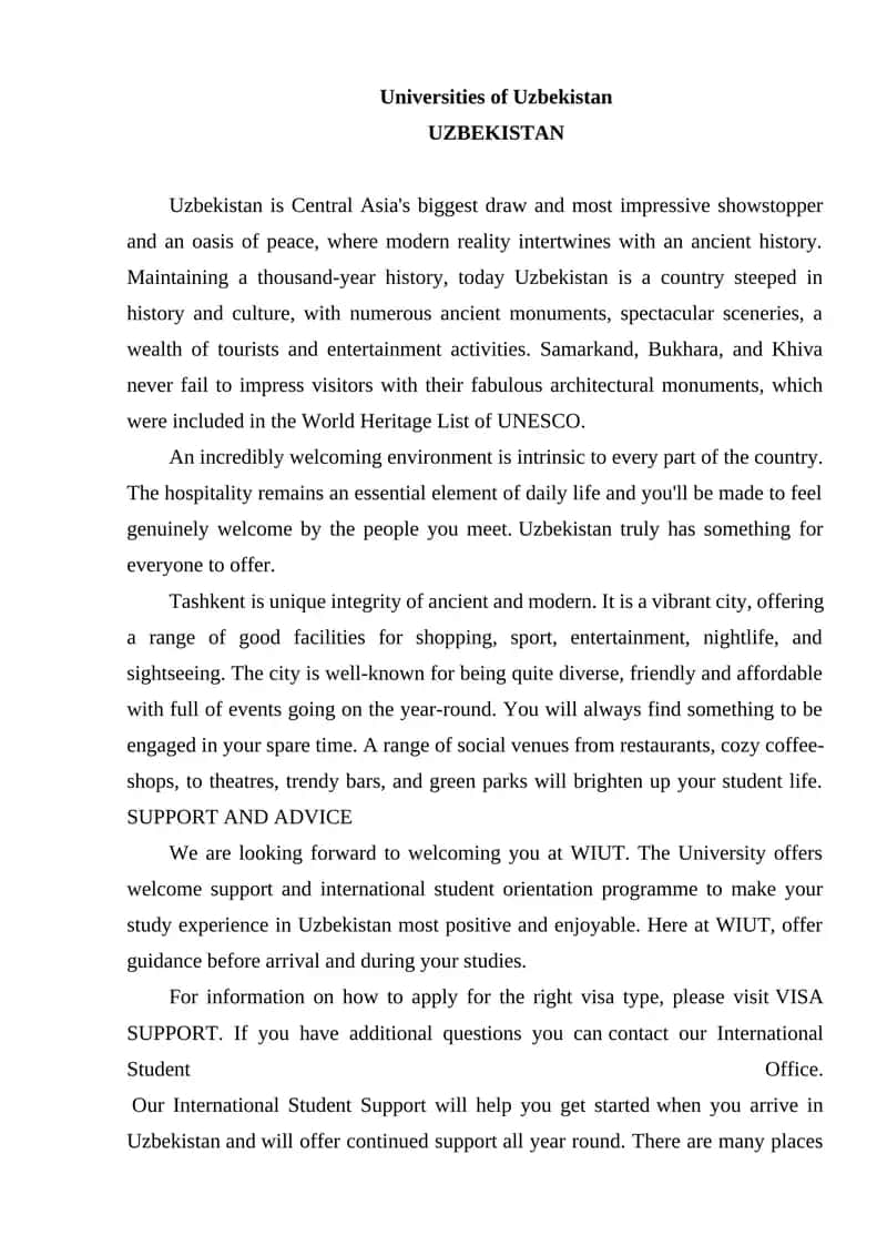 Universities of Uzbekistan