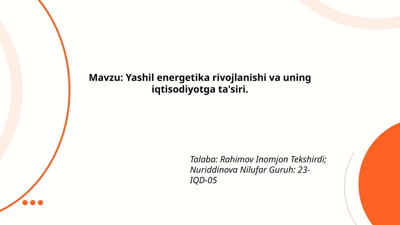 Yashil energetika rivojlanishi va uning iqtisodiyotga ta'siri
