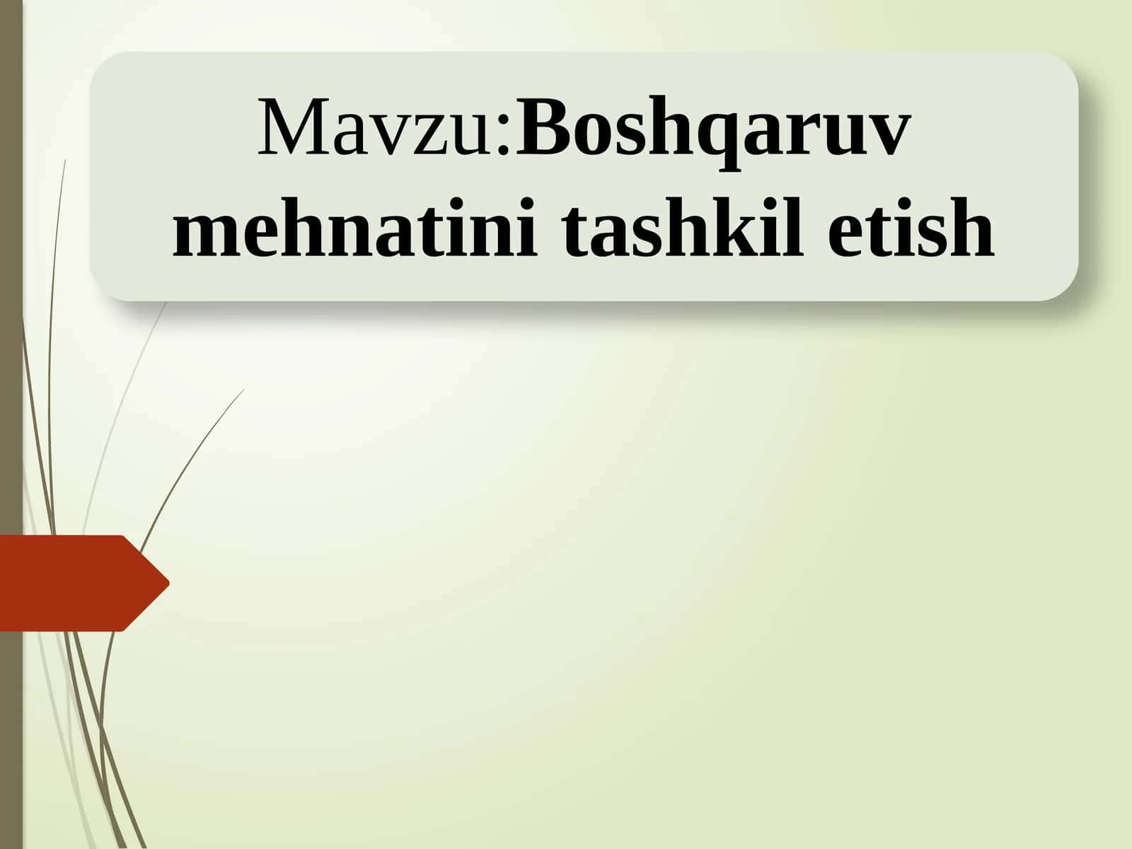 Boshqaruv  mehnatini  tashkil  etish