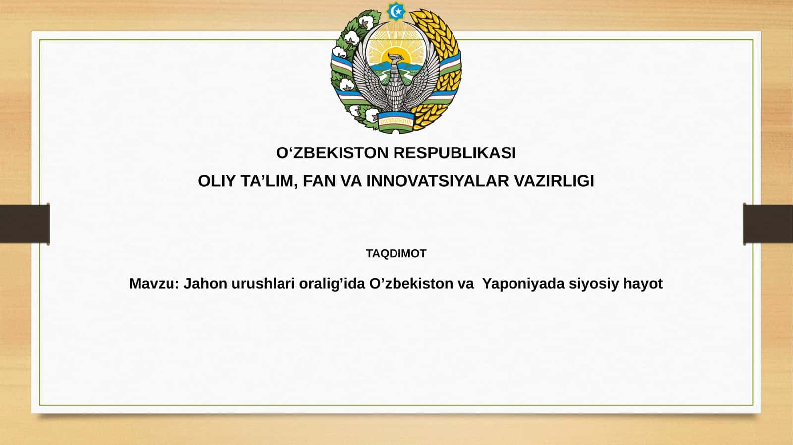 Jahon urushlari oraligʻida Oʻzbekiston va Yaponiya: Siyosiy tuzilmalar va ideologiyalar