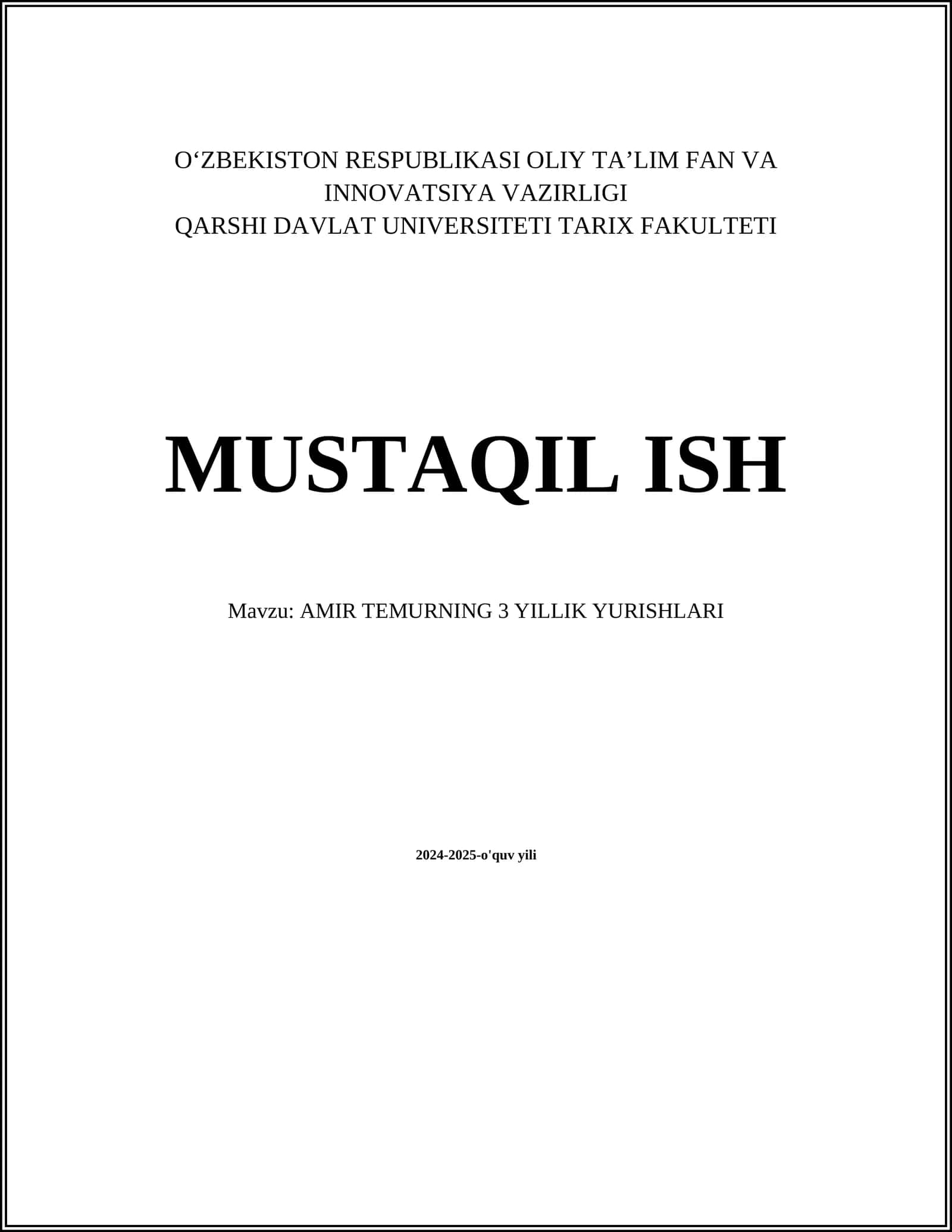 AMIR TEMURNING 3 YILLIK YURISHLARI