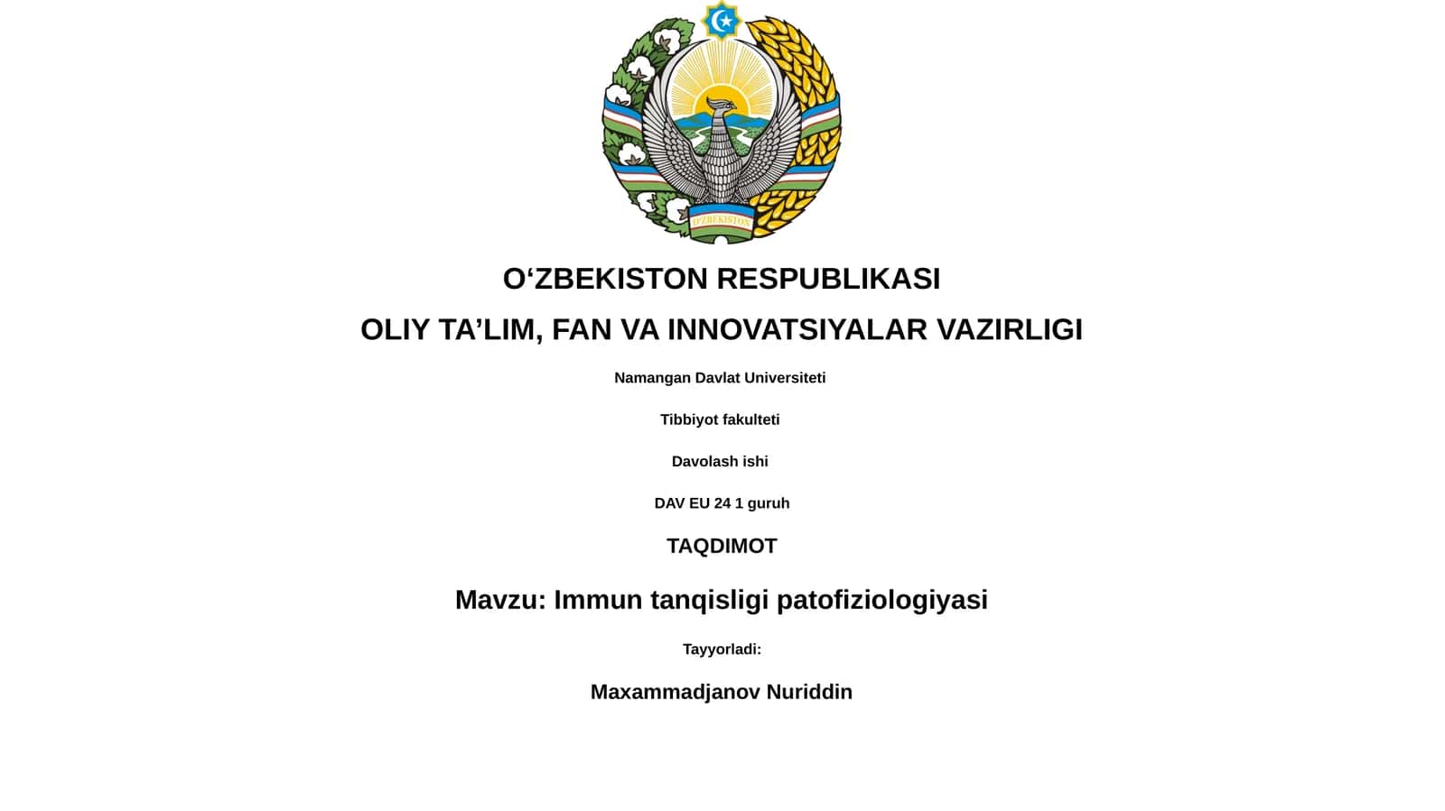 Immun tanqisligi patofiziologiyasi