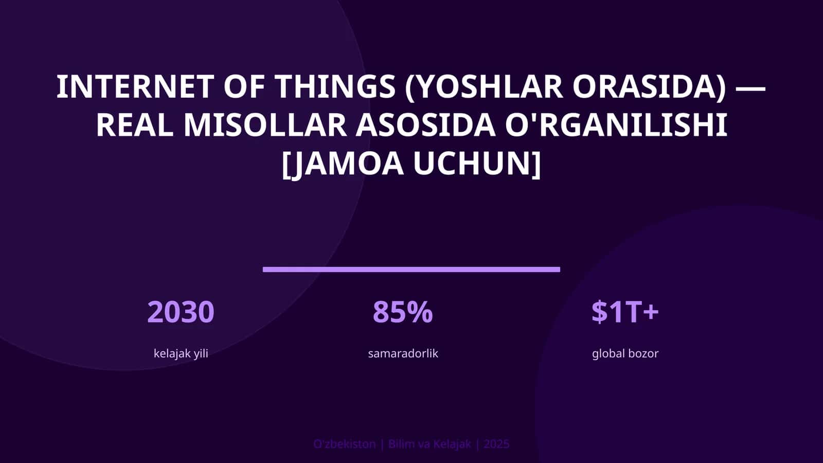 INTERNET OF THINGS (YOSHLAR ORASIDA) — REAL MISOLLAR ASOSIDA O'RGANILISHI [JAMOA UCHUN]