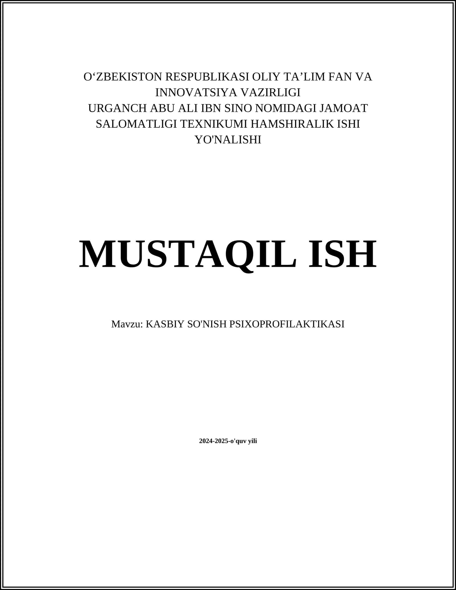 KASBIY SO'NISH PSIXOPROFILAKTIKASI