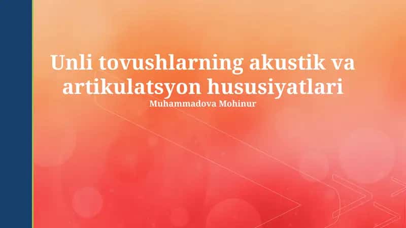 Ovoz tovushlarini modellashtirish