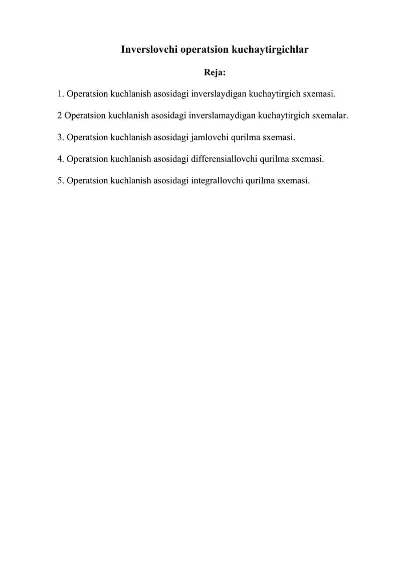 Inverslovchi operatsion kuchaytirgichlar