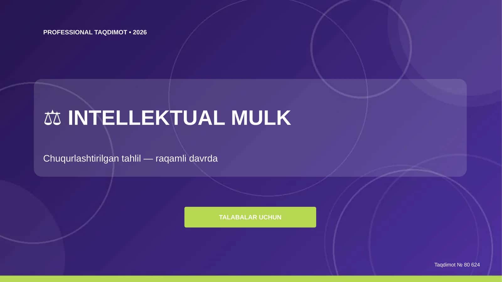 Intellektual mulk: chuqurlashtirilgan tahlil (raqamli davrda) [talabalar uchun]