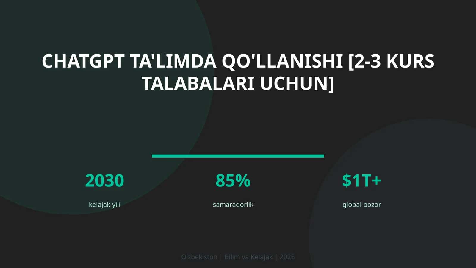 ChatGPT ta'limda qo'llanishi [2-3 kurs talabalari uchun]