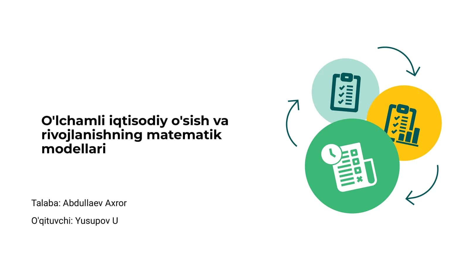 O'lchamli iqtisodiy o'sish va rivojlanishning matematik modellari