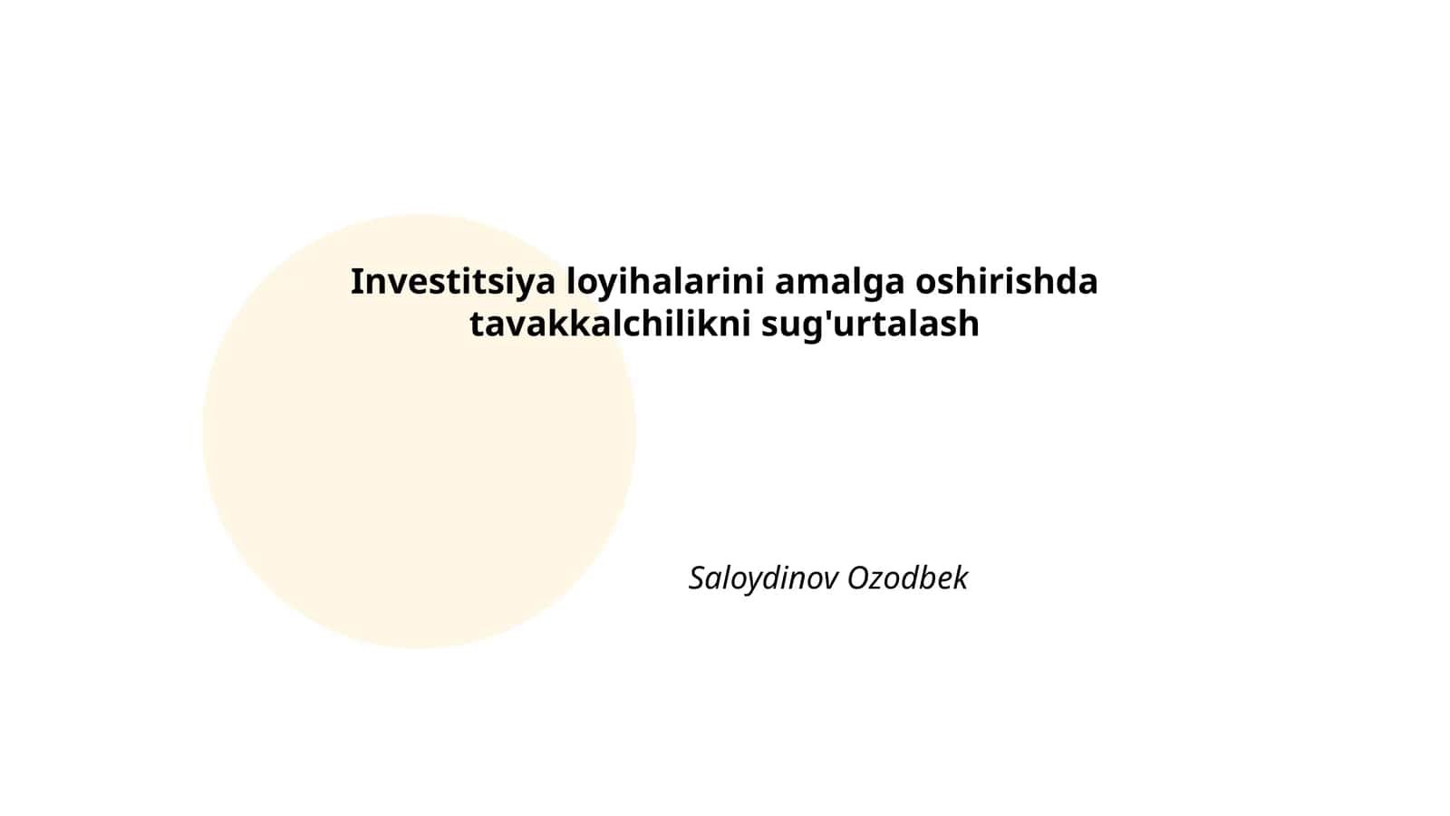 Investitsiya loyihalarini amalga oshirishda tavakkalchilikni sug'urtalash