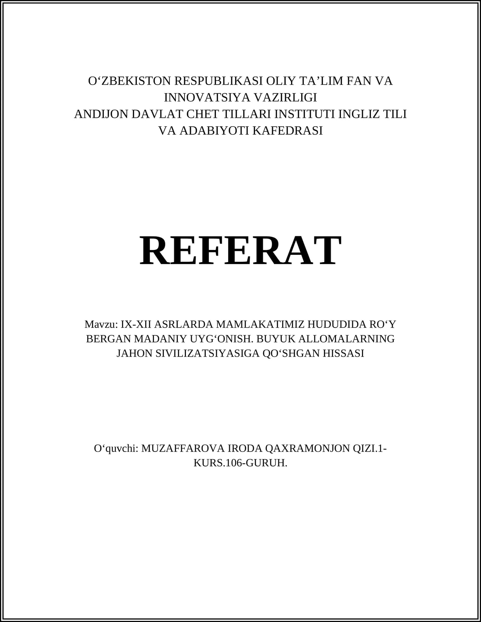 Temuriylar Davri Madaniy Uyg‘onishi