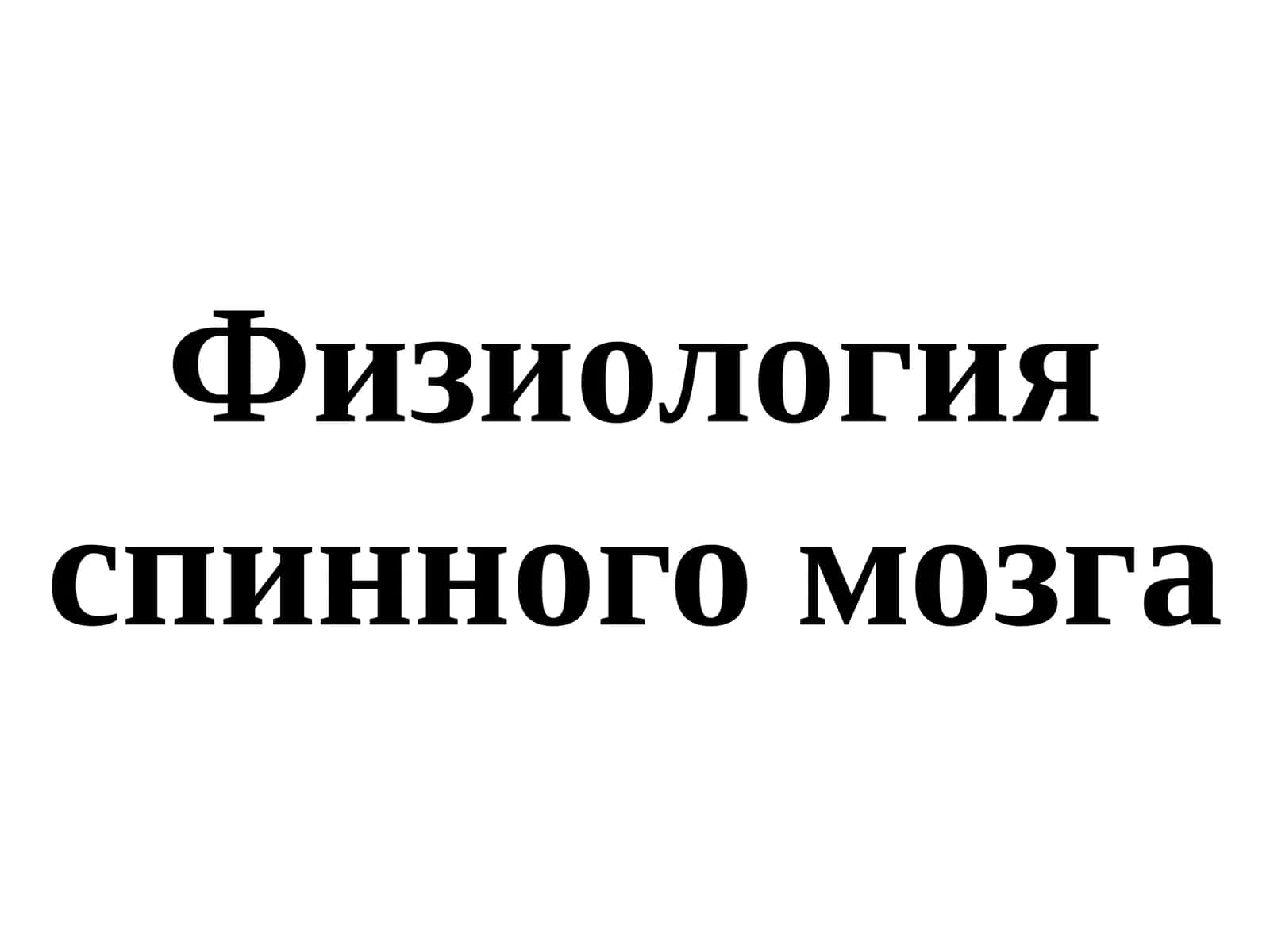 Физиология спинного мозга